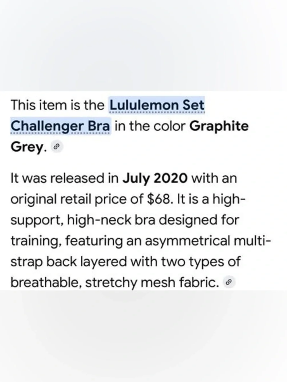 Lululemon challenger Bra size 6